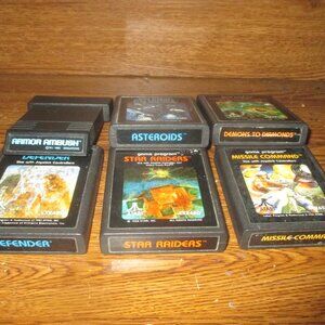 Mixed Lot of 6 Atari 2600 Games (Demons to Diamonds, Asteroids, Defender & more)